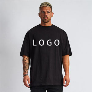 Men's Oversized Black T-Shirt With <b>White</b> Logo Front Print Short Sleeve O-Neck Casual Jersey Cotton <b>Tee</b> - Product Image 1