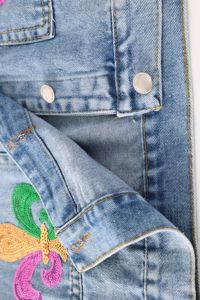 Vintage Style Women's Varsity <b>Jacket</b> Collar Horn Button Closure Autumn Casual Outerwear <b>Sequins</b> Embroidery Waterproof Cotton - Product Image 5