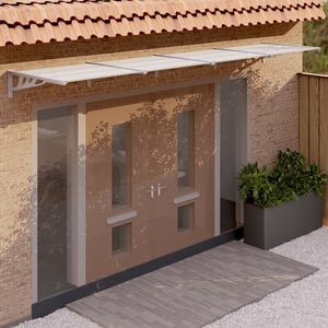 Toldo de puerta de policarbonato gris y transparente de 155,9 "x 35,4" para garajes, cocheras y toldos - Product Image 1