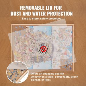 Tavolo per Puzzle in Legno da 1500 Pezzi con 6 Cassetti, Organizzatore Rotante per Puzzle 34x26 Pollici, Accessori per Puzzle, Copertura per Tavolo - Product Image 6