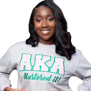 Sweat-shirt d'hiver en polaire gris Alphaa Sorority avec broderie 3D sur le devant, lettres roses et vertes, pull confortable pour femmes, style universitaire décontracté - Product Image 5