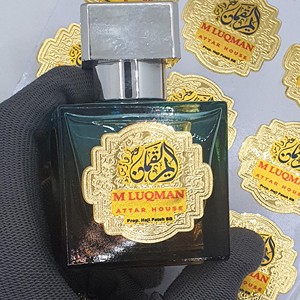 Premium Gold Chrome <b>Bottle</b> Labels Custom Metallic Fragrance & Cosmetic Stickers with Matte <b>UV</b> Finish Luxury OEM Packaging Labels - Product Image 5