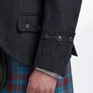 Chaqueta Kilt Negra Personalizada al por Mayor con Chaleco de 5 Botones, Traje de Boda Escocés, Chaquetas para Hombre, Fabricante Pakistaní, Estilo Escocés - Product Image 5
