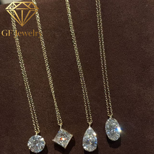Collier solitaire en or rose 18 carats avec diamant de laboratoire, formes multiples (marquise, poire, ovale, princesse, ronde), bijoux fins minimalistes - Product Image 2