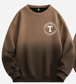 Sweat-shirt à col rond surdimensionné en molleton vert olive uni, tricoté, décontracté, unisexe, pour l'hiver, manches classiques, écologique - Product Image 5