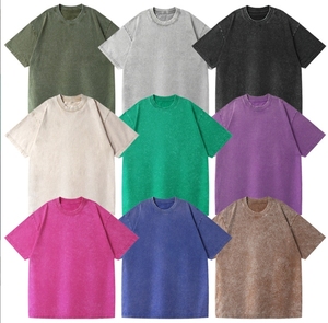 Heavyweight 100% Cotton Washed T-shirt Men High Quality Stone Wash Tee Custom <b>Plain</b> Boxy Fit Acid Wash <b>Tshirts</b> for Sports - Product Image 2