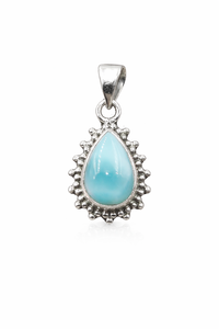 Natural Blue Larimar Teardrop Pendant 925 Sterling <b>Silver</b> Handmade Jewelry Rose Gold & Yellow Gold Plated Gift for Women Unisex - Product Image 5