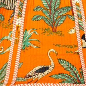 Orange Color Eco Friendly Jaipur Hand Block Print Tote <b>Bag</b> Quilted Cotton Handbag Zipper Closure Daily Use Shopping Gifting - Product Image 4