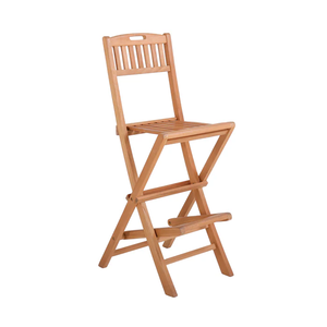 Silla de Bar Plegable de Madera de Teca con Respaldo de Listones y Reposapiés, Muebles Modernos para Comedor de Hotel - Product Image 6