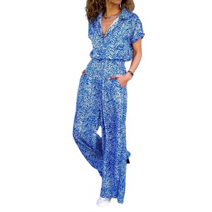 Combinaisons d'été décontractées pour femmes Combinaisons Boho Party Dress Floral Print V Neck Short Sleeve Mini Vestidos Made Chiffon Lace - Product Image 4