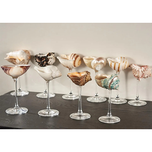 Seashell Glass handmade <b>clear</b> glass with natural shell decor for drink serving and <b>table</b> decoration Vietnam - Product Image 1