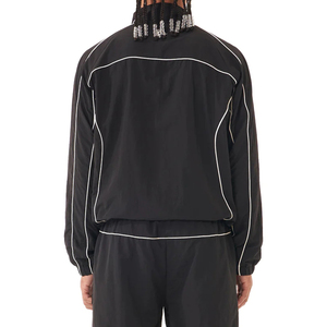 Ensemble de survêtement en nylon tissé personnalisé OEM pour homme, avec passepoil blanc, veste coupe-vent décontractée et pantalon de survêtement - Product Image 4