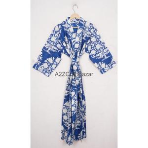 Handmade 100% Cotton Floral Printed V-neck Drawstring Closure Breathable Kimono Lightweight Summer Spa <b>Bath</b> Wrap Casual Romantic - Product Image 1