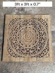 Panel Decorativo Cuadrado de Madera de Teca Tallada y Grabada de 3 pies, 100% Hecho a Mano, Alta Resistencia, Ecológico, Clásico, Decoración para el Hogar DIY TH - Product Image 5