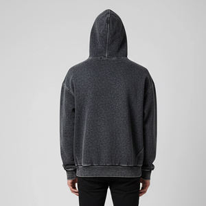 Sudadera con Capucha Negra Lavada Personalizada para Hombre, Sudadera de Forro Polar Vintage con Gráfico Abstracto en la Parte Delantera, Estilo Urbano Oversize - Product Image 4