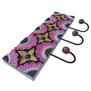 Smart Art Wood Carving Multi Painted <b>Wall</b> Hanging Decor 3 <b>Hooks</b> Wooden <b>Wall</b> Mount <b>Key</b> Hanger Engineered Wood Handmade <b>Key</b> Racks - Product Image 3