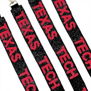 Cordón de Moda para Dama con Diseño de Rayas Jacquard de Nylon Tejido Personalizado, Correa para el Cuello con Gancho, Clip, Porta Tarjetas de Identificación, Anillo para Llaves TEXAS - Product Image 4