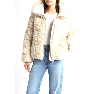 <b>Women</b> Sherpa <b>Fleece</b> Jacket High Collar Full Zip Warm <b>Teddy</b> <b>Fleece</b> Winter Outerwear Custom Logo Wholesale - Product Image 3