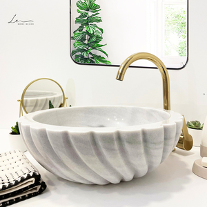 Lavabo Redondo de Mármol Moderno y Lujoso de 40CM, Lavabo Ecológico para Baño - Product Image 6