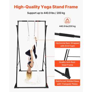 Max 440.9 Lbs Load Swing Stand Triangular Structure Aerial Rig Aerial Silk Stands EVA Foam 6.6-Yard <b>Yoga</b> <b>Hammock</b> 4-Level - Product Image 2