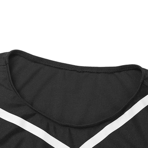 Black Two Piece Cheerleading Uniform Set Crop Top With White Stripes And Pleated <b>Skirt</b> For Adults - Product Image 3