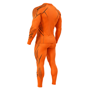 Ensemble de survêtement de compression personnalisé pour homme, respirant, séchage rapide, haut à manches longues et bas de corps, idéal pour le fitness, la course et les sports masculins - Product Image 3