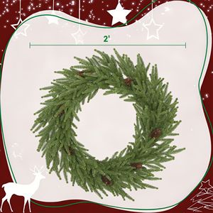 Ghirlanda Artificiale Realistica di Pino Norfolk da 24 Pollici con Pigne, 88 Rami per Decorazioni Natalizie di Porte e Pareti - Product Image 3