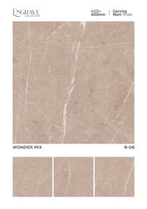 กระเบื้องพอร์ซเลนแบบด้านขนาด 600x600 มม. ออกแบบมาสำหรับพื้นภายในที่ต้องการลวดลายแกะสลักละเอียดอ่อนและพื้นผิวสมดุล - Product Image 2