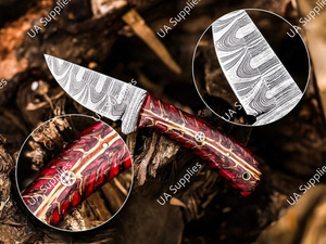 มีดเดินป่าอเนกประสงค์ขนาด 8 นิ้ว เหล็กดามัสกัส ราคาสุดคุ้ม คมกริบ ด้ามจับรูปทรงกรวยสน เหมาะสำหรับพกพาในชีวิตประจำวัน - Product Image 3