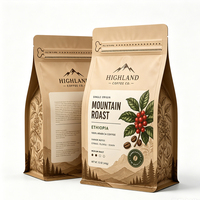 Coffee Beans Bag Custom Aluminum Foil Packaging Pouch With Valve Zipper Flat Bottom Digital Printed Manufacturer Factory OEM