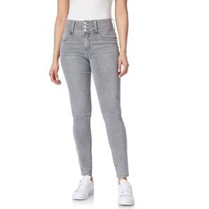 Pantalon de jegging en jean super extensible taille moyenne pour femmes, coupe ajustée et flatteuse, pantalon plat avant de couleur unie, plusieurs tailles, longueurs - Product Image 1