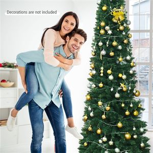 Albero di Natale a sigaretta di lusso da 2,7 m per spazi ridotti con 1500 rami in PVC e finitura innevata - Product Image 3