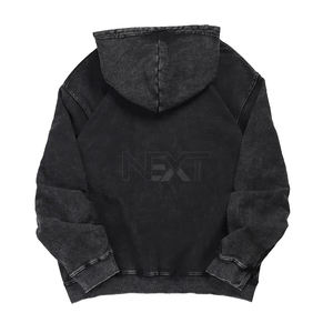 Sudadera con capucha de talla grande para hombre, Sudadera con capucha pesada Vintage 100% de algodón, Sudadera con capucha lavada, jersey negro de manga larga, ropa de calle - Product Image 3