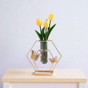Modern Brass Tabletop Vase With <b>Butterfly</b> Design For Housewarming Decor - Product Image 3