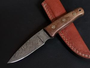 มีดล่าสัตว์เหล็กดามัสกัสทำด้วยมือมีขนาดกำหนดเองด้ามจับไม้ที่สะดวกสบาย S48คุณภาพระดับพรีเมียม - Product Image 5