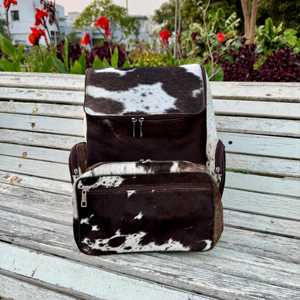 Handmade Leather Hair On Backpack Cowhide Laptop Bag Travel Rucksack Durable Vintage School Bag LHBP-0005 - Product Image 6