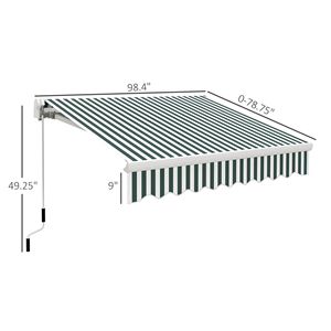 8FT X 6.6FT Manual Retractable Awning Green/White Sun Shade Deck <b>Window</b> <b>Cover</b> for Patio Folding Arms Windproof for Terraces - Product Image 3