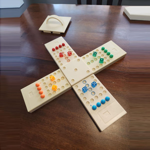 Juego de mesa Ludo de madera para seis jugadores con canicas y dados, juguete de mesa de estrategia multijugador para reuniones familiares y diversión. - Product Image 4