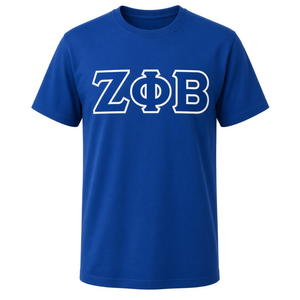 Zeta Phi Beta T-Shirt <b>Women</b> Royal Blue Greek Letter Twill Applique ZOB Crew Neck Short Sleeve Cotton Tee Sorority <b>Top</b> - Product Image 1