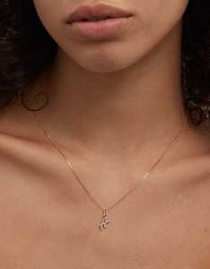 <b>Initial</b> Letter Pendant <b>Chain</b> Necklace 14k 18k Solid Gold Round Cut Lab Grown Diamond Pave Set Layering 16 to 18Inch Fine Jewelry - Product Image 2