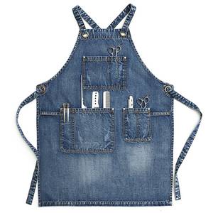 Tablier de barman professionnel avec poches, logo personnalisé, sangle en cuir réglable, uniforme léger en toile de luxe - Product Image 1