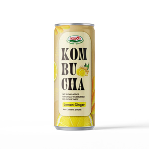 Thé pétillant au citron et au gingembre Kombucha OEM, boisson de soutien immunitaire, marque privée, vente en gros, boisson santé fermentée, usine B2B - Product Image 1