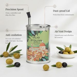 [Holar] Bidon à huile d'olive vintage ovale en acier inoxydable de qualité supérieure, fabriqué à Taïwan, avec bec verseur - Product Image 2