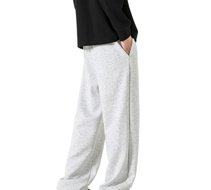 Pantalon de survêtement gris en coton pour homme, taille élastique avec cordon de serrage, décontracté, avec poches, imprimé par transfert thermique, pour l'automne - Product Image 5