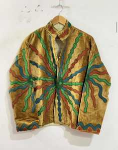 <b>Women</b> Mustard Gold Suzani Embroidered <b>Velvet</b> Cotton <b>Jacket</b> Handmade Abstract Sunburst Boho Ethnic Winter Coat Wholesale - Product Image 1