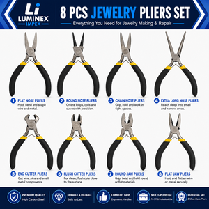 LUMINEX IMPEX LUB=113 Alicates de punta larga de acero inoxidable ligeros y lisos para pulir y fabricar joyas, ideales para hacer pulseras DIY - Product Image 1
