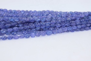 Perles ovales lisses en Tanzanite AAA 5*7mm, 16 pouces, pierre naturelle, trou de 0,40mm, pour la fabrication de bijoux de mariage et de fiançailles - Product Image 2