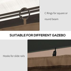 Set di Pareti Laterali Universali per Gazebo 3x3m con 4 Pannelli e 40 Ganci/Anelli a C per Pergole e Cabane, Marrone per Cortili - Product Image 6