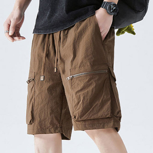 Shorts mi-longs rétro en toile et nylon écologique, légers, respirants, séchage rapide, style vintage, décontractés, pour la gym, l'entraînement et le sport - Product Image 1