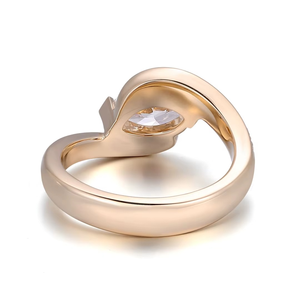 แหวนหมั้นผู้หญิง ทองคำขาว 14K เพชรทรงมาร์คีส์ 1 กะรัต เพชรเลี้ยงในห้องปฏิบัติการ พร้อมใบรับรอง IGI แหวนแต่งงาน เครื่องประดับแฟชั่น - Product Image 4